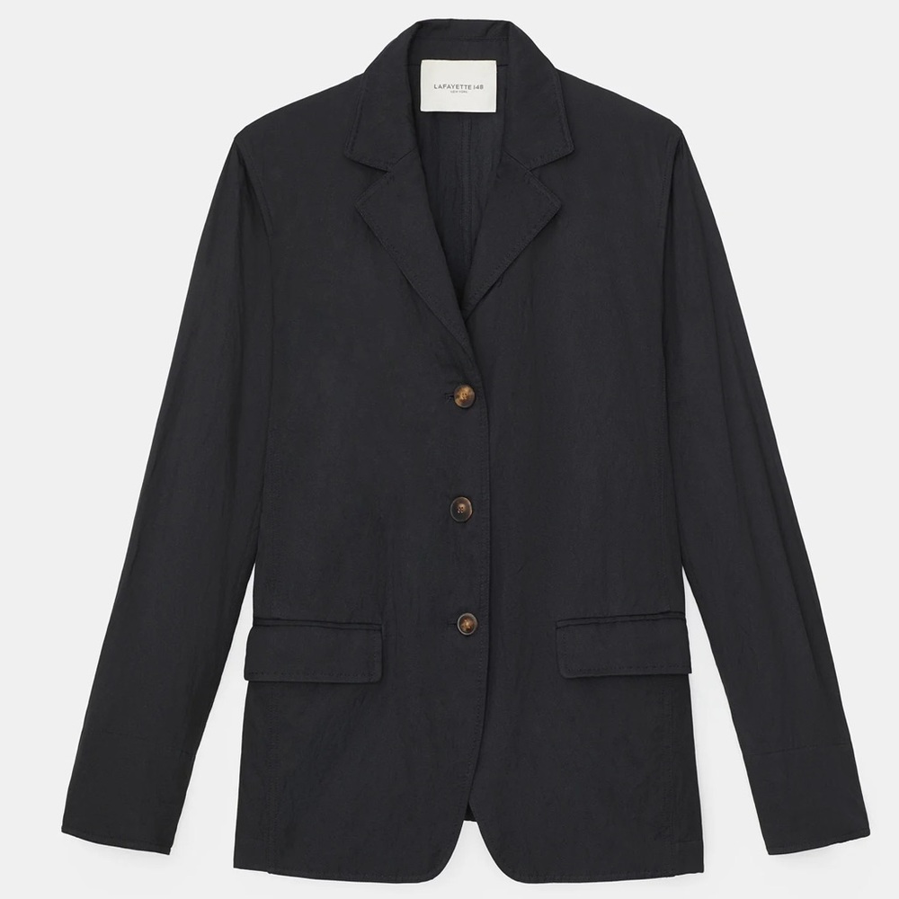 NWTs Lafayette 148 New York Rogers Italian Twill Weave Blazer in Black size XS